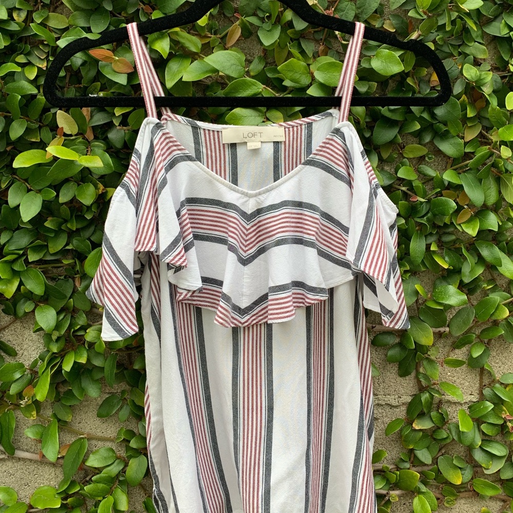 LOFT | XXSP Striped Off-the-Shoulder Blouse